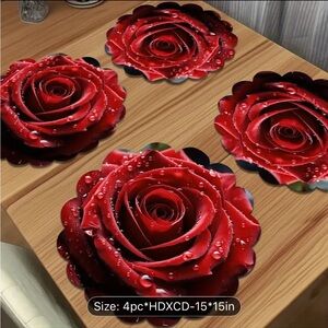 Red Rose Table Placemats - Set of 4. Soon be in